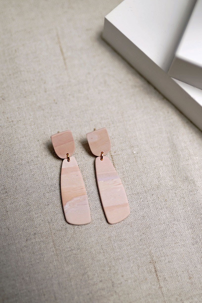 NEW Polymer Clay Small Cute Pastel Pink Minimalist Stud Jewelry