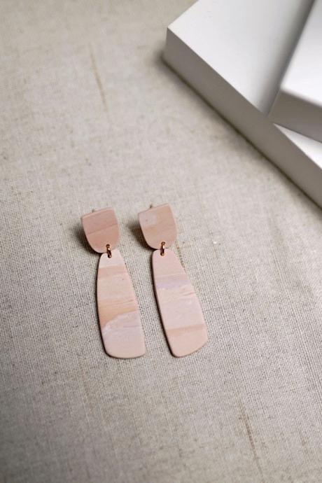 Polymer Clay Small Cute Pastel Pink Minimalist Stud Jewelry